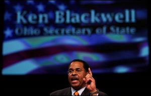 As Ohio's secretary of state and head election officer, Kenneth Blackwell was in charge of the state's controversial 2004 election in which President Bush narrowly carried Ohio's crucial electoral votes.