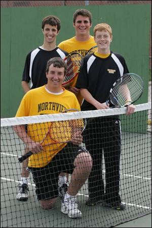 Northview seniors, clockwise from lower left, Jason Gaynor, David Kallile, Jake Butcher and Kyle Trumbull are aiming for a fourth straight Northern Lakes League championship.
