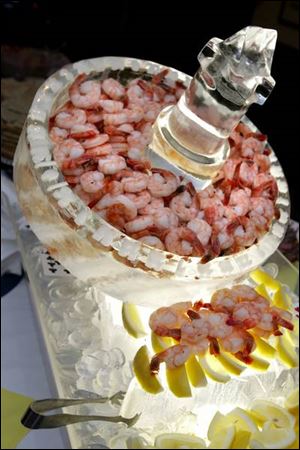 A roulette wheel was carved in ice for the chefs' annual dinner.