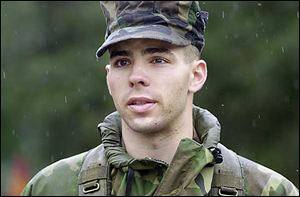 David Christoff is shown during Marine bootcamp in Parris Island, South Carolina.