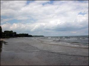 Waves lap the shore of the Kelleys Island acreage to be auctioned July 29. Some of the 11 parcels are on the water.