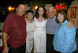 From left, Don and Venice Michel, Joy and Jamie Farr, and Kay Murray gather at a private dinner at the Beirut restaurant for tournament sponsors and the current and past general chairmen.
