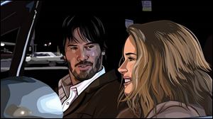 Keenu Reeves and Winona Ryder in <i>A Scanner Darkly</i>.