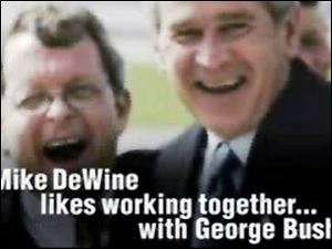 <b>POLITICAL ADS</b>: Sen. Mike DeWine s backers counter the U.S. Rep. Sherrod Brown ad by pointing to the times Mr. DeWine has bucked President Bush and by stressing his work with Democrats on dozens of bills.  Read 13-ABC/The Blade's <a href=