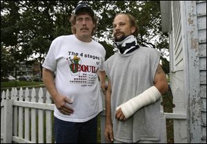 Jeff Long, left, and James Campbell are recovering from injuries they suffered when their car crashed Sept. 26 on I-75.
