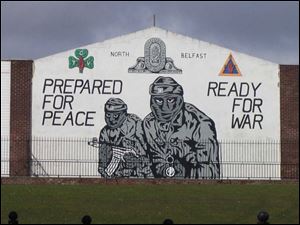 A mural in Northern Ireland is one of many centered on violence.