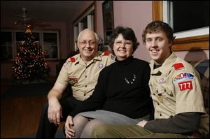 Ben Tipping, with parents Gary and Irene, will be the eighth family member (including a foster brother) to be an Eagle Scout.