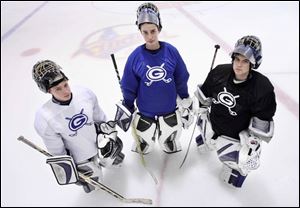 Anthony Wayne won the NHC Blue Division last season and returns as the favorite this year with three solid goaltenders including (from left) Nolan Schreiber, Dan Koralewski, and Ryan Tighe.
