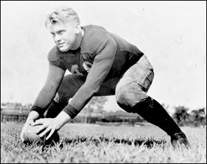 Gerald Ford won three varsity letters at the University of Michigan as a lineman and was the MVP in <b>1934</b> at center. Ford helped the Wolverines to undefeated seasons in <b>1932</b> and <b>1933</b>. His number <b>48</b> jersey has since been retired by the school. While at UM, Ford turned down contract offers from the Detroit Lions and Green Bay Packers of the National Football League. As a member of the <b>1935</b> Collegiate All-Star football team, Ford played against the Chicago Bears in an exhibition game at Soldier Field.