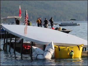 This photo released by the Warren County Sheriff's Office shows the Ethan Allen tour boat as it nears the shore on October 3, 2005.