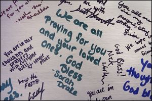 Some of the notes left in Marbeck Center at Bluffton University during the memorial service.