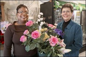 Stacey Turner, left, says that for the first year and a half in her florist business, she leaned on mentor Jean Emery, right. 