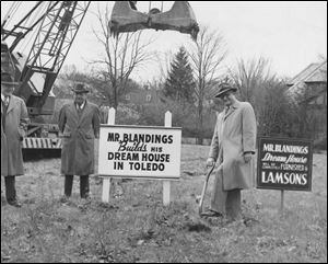 The 1948 groundbreaking: Parke B. Lamb, Ottawa Hills city manager, left, and Fern L. Kettel, president of the Lamson's department store, which furnished the house.