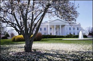 The White House on a spring morning. Its pastry kitchen is small, about 250 square feet.