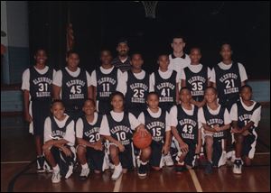The 1997-98 Glenwood Elementary fifth-sixth grade boys team included third-grader Stephany Johnson
(10), the only girl on the team. Johnson made the
fifth-sixth grade B team as a second grader. She didn t
play on a girls team until sixth grade when she played
for the St. Hyacinth eighth-grade team.