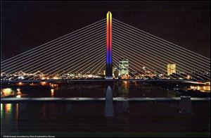 A test run of the lighting system for the bridge pylon, illustrated here, is to occur next week.
