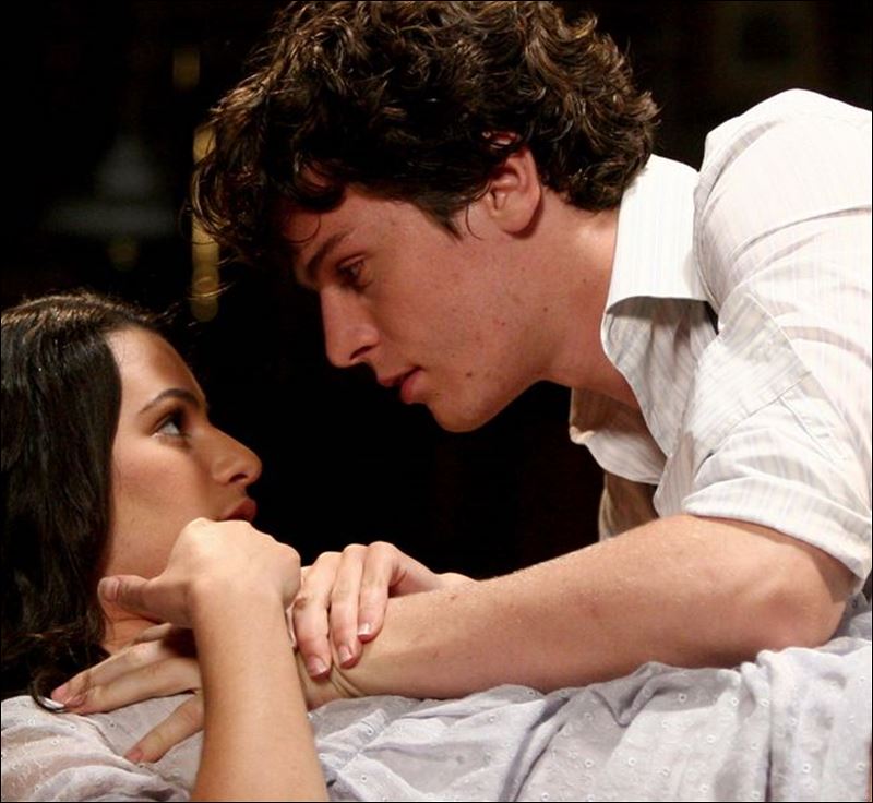 Lea Michele and Jonathan Groff in a scene from the Broadway musical Spring 