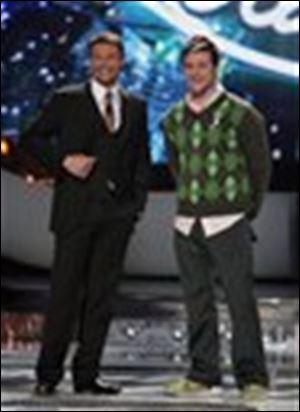 Blake Lewis, right, and American Idol host Ryan Seacrest on May 22.