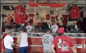 Dale Earnhardt Jr. had five trailers stocked with merchandise at last week's race at Lowe's Motor Speedway in Concord, N.C.