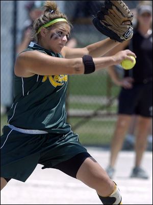 Megan Drabek gave up only two hits and struck out seven to lead Monroe St. Mary Catholic Central to a victory over Portland. She needed only 68 pitches.