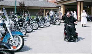 Motorcylists, were cheered on by nuns at the Big Ride for the Little Sisters of the Poor benefit in Oregon. 