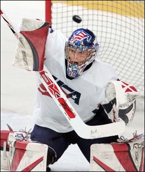 Josh Unice wasn't able to stop this goal by Slovakia, but his goaltending helped Team USA to the silver medal in the U-18 International Ice Hockey Federation World Championships.