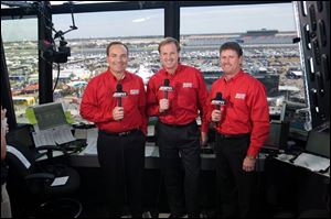 Jerry Punch, left, Rusty Wallace, and Andy Petree will be the featured team broadcasting NASCAR races. Punch will handle play-by-play, while his partners will provide analysis and color.
