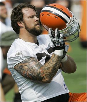 Ryan Tucker was at the Browns  practice yesterday. While suspended, he can practice until the season begins.