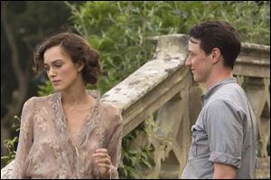Keira Knightley and James McAvoy in <i>Atonement</i>.