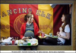Ellen Page, left, and Olivia Thirlby in <i>Juno</i>.