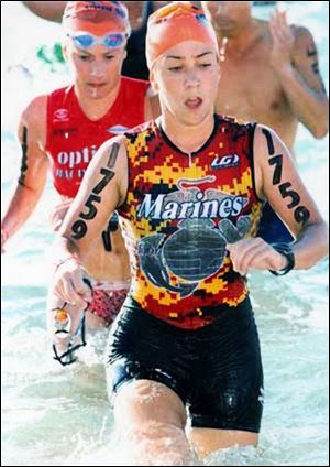 Jessica Utter of Toledo, Ohio, participates in the Ironman contest at Kona, Hawaii.