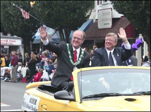 There also was a parade, featuring Mayor Craig Stough, at right, and a special guest seated beside him - Mayor Michael Harding of Woodstock, Ontario, Sylvania's Sister City. The mayors were grand marshals of the parade.  