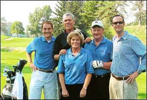 Bob Miller, left, Jay Delsing, Vicki Balhoff, Dick Balhoff, and Lawain McNeil at the RVR outing.