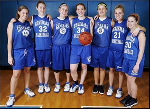 Anthony Wayne has plenty of talent returning from a 20-2 team with, from left, Clara Dick, Erika Schmidt, Lindsey Clark, Allison Papenfuss, Jordan Floyd, Kelsey Conklin and Ashley Bromley. Papenfuss averaged 15.9 points and 10.6 rebounds last season.