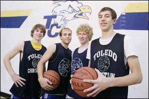Toledo Christian is favored to win the TAAC with, from left, Carson Oostra, Kyle Whitlow, Joe Claytor and Ethan Michael.