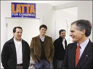 Bob Latta meets with supporters at his victory center this morning in Bowling Green.