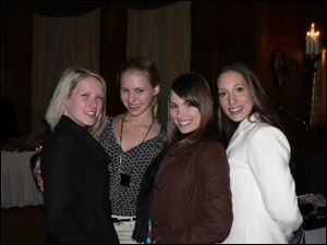 Julie Gannon, Samantha Lipman, Amy Foreman, and Erin Hirschfeld at the Toledo Club's Wine and Glitter event at the Toledo Club on Jan. 27, 2008.