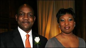 Akinfemi Afolabi and his wife, Tolani, at the Toledo Club for the Bay Park Community Hospital medical staff dinner.
