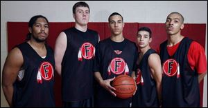 From left, Stephen Roberts, Wade VanHoose, Micah Hyde, Chase Munoz and Chase Brandeberry have steadily improved over several seasons for 19-1 Fostoria.