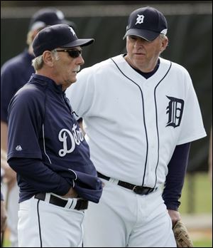 Tigers manager Jim Leyland, left, and Mud Hens manager Larry Parrish would appear to have lots of talent available.