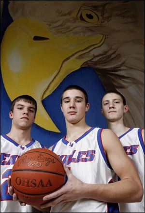 From left, Andy Smith, Aaron Craft and Derek Recker have helped lead Liberty-Benton to a 20-0 regular-season record and the state's No. 1 ranking in Division III.