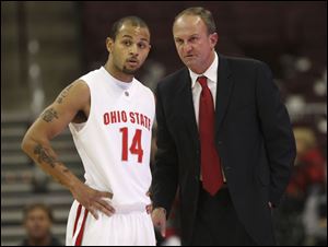 Ohio State coach Thad Matta and senior Jamar Butler will be anxious to see the NCAA selections. The Buckeyes are 19-13.