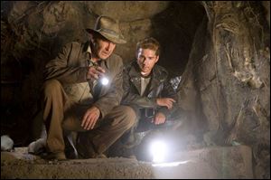 Indiana Jones (Harrison Ford), left, and Mutt Williams (Shia LaBeouf) ponder their latest dilemma in a scene from
Indiana Jones and the Crystal Skull.
