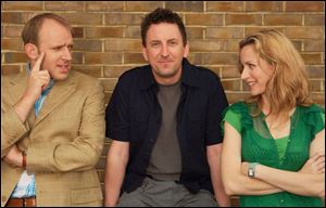 The Vine, left, is Tim, Lee Mack plays Lee, and Megan Dodds is Kate in <i>Not Going Out</i>, a romantic comedy that debuts Tuesday on BBC America.
