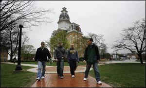 Students head to class at Hillsdale College.