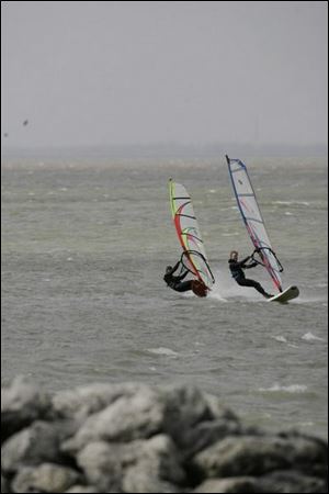 Lake Erie is a haven for windsurfing because of its warm water and calm wind compared to the rest of the Great Lakes.