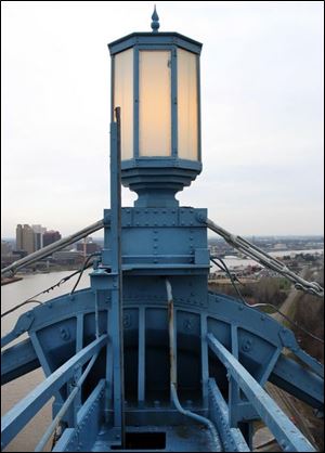 The Anthony Wayne Bridge has four of the tower lights, each eight feet tall.