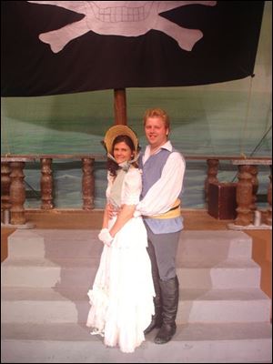 Playing the sweethearts Mabel and Frederic in the Findlay
Light Opera production of The Pirates of Penzance are Angela
Oestrich and Seth Carey.
