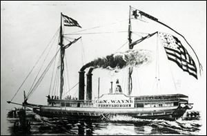 The Great Lakes Historical Society has this rendering of the Gen. Anthony Wayne sidewheel steamboat.