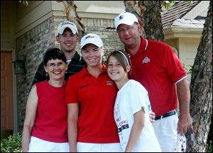 Alena Sharp, center, stays with her host family in Springfield Township when she plays at the Farr Classic. The Lynch family includes, from left, Tami, Andrew, Erin and Ken. 